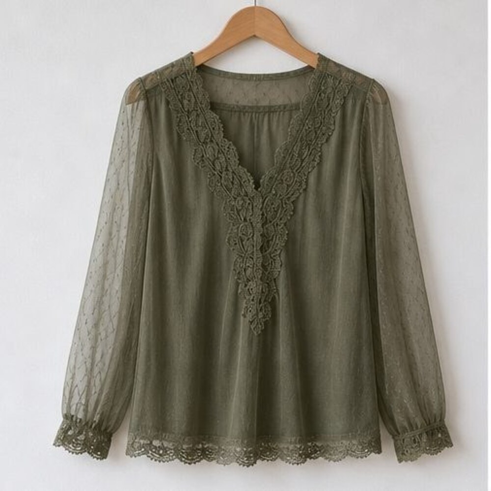 Olive Wrap Blouse